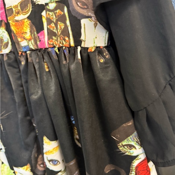 Crazy cat alien sheer ruffled XL (see measurements) Printed Women's Dress EUC - Picture 9 of 16